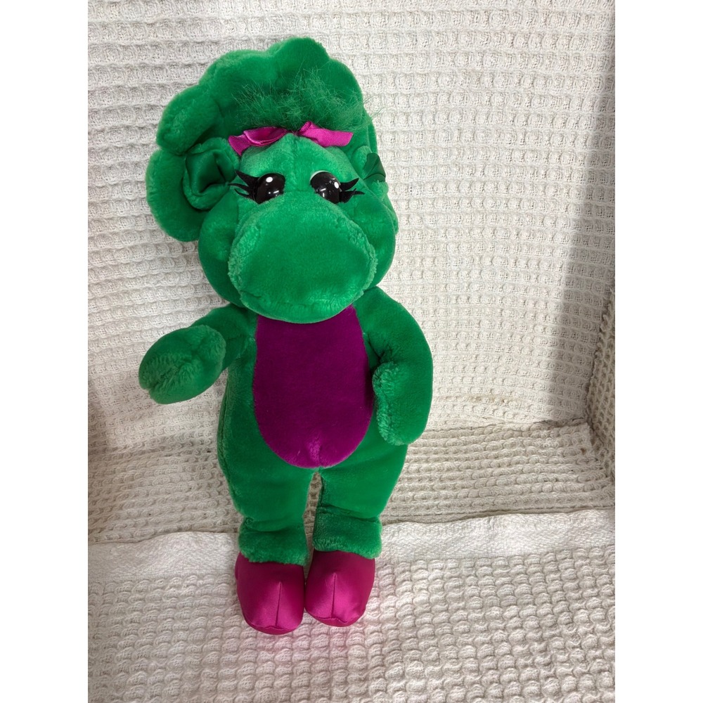 Vintage 1993 Kids Baby Bop Barney & Friends Dinosaur Plush 10" Green Purple